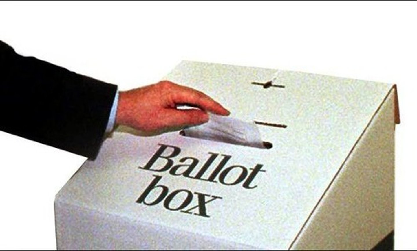 <p>a piece of paper used to vote : phiếu bầu cử</p>