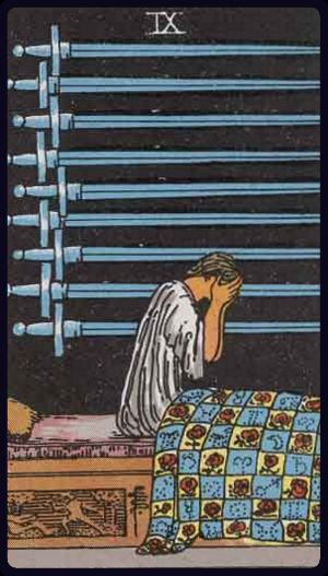 <p>NINE OF SWORDS</p>