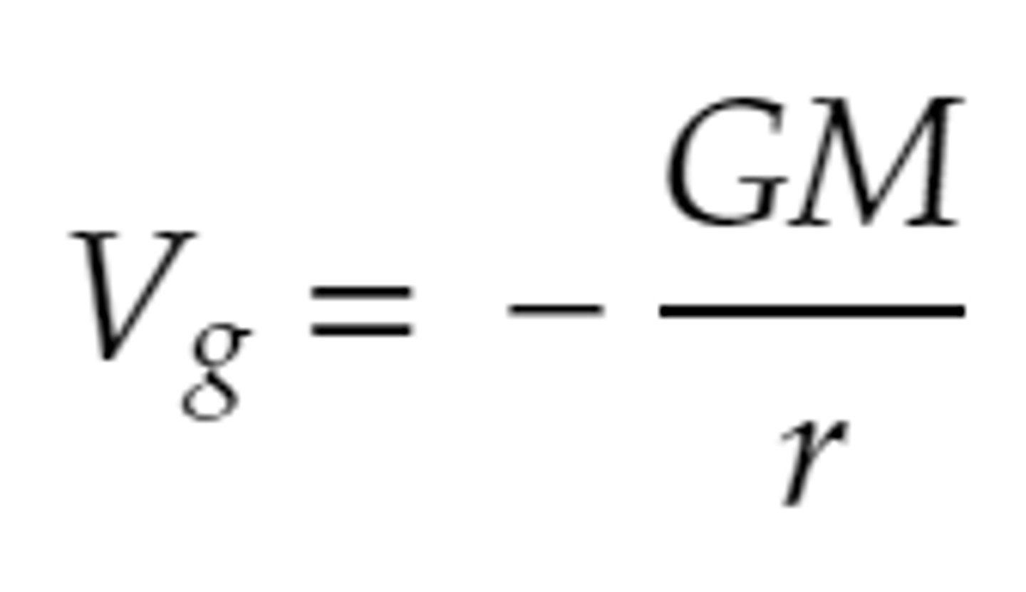<p>Gravitational potential is the work done per unit mass against gravitiational force to move an object from infinity to a given point.</p><p>e.g. the Earth’s surface has a gravitational potential of -63MJ/kg, so to move a 1kg mass from the surface of the Earth to infinity, we must do 63MJ of work.</p>