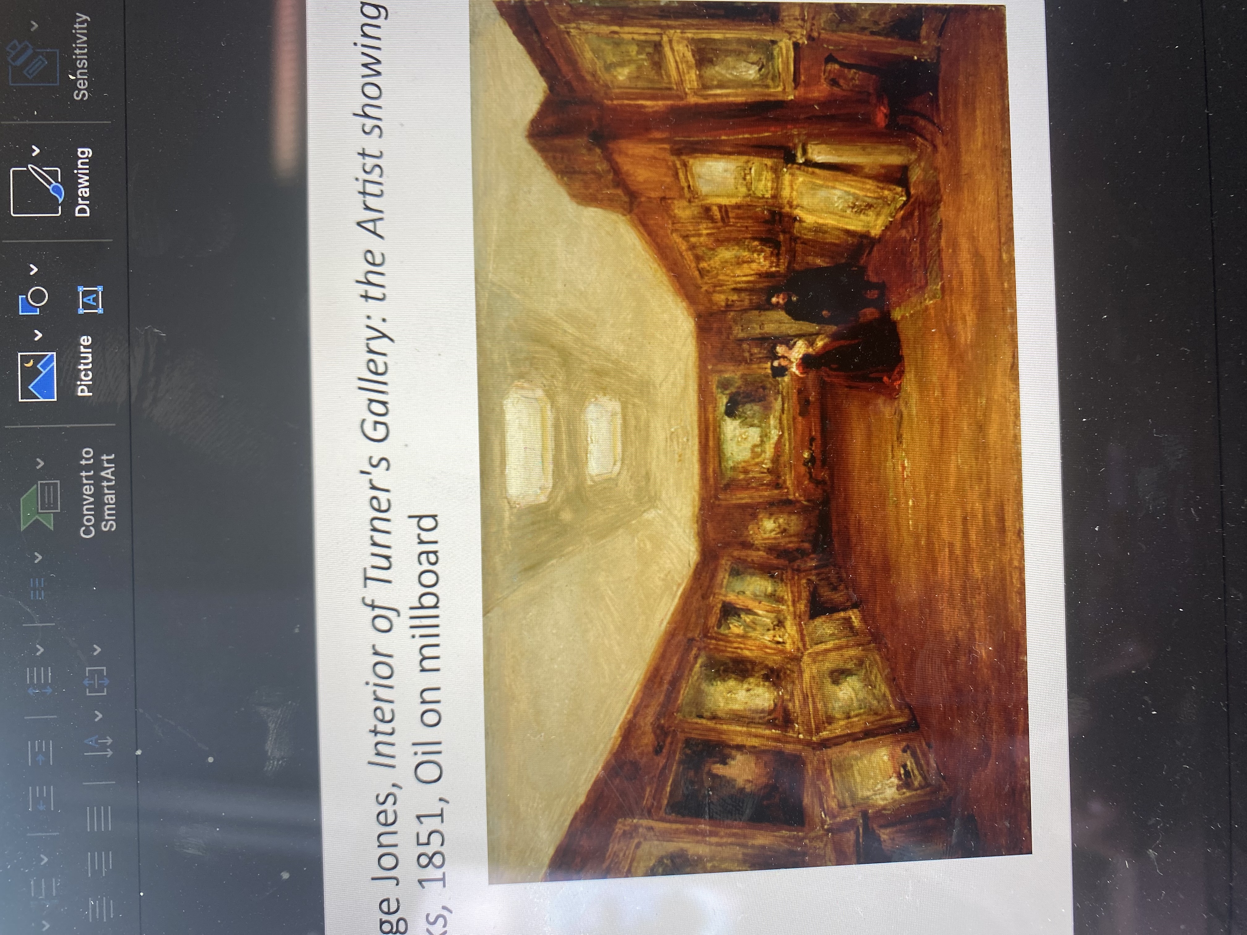 <p><span>George Jones, Interior of Turner's Gallery: the Artist showing his Works, 1851, Oil on millboard</span></p>