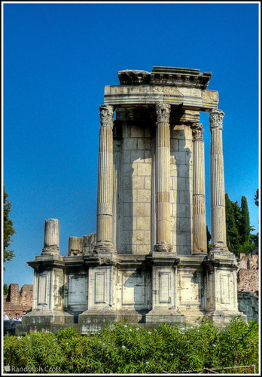 <p>-Tholos</p><p>-Vestal virgins tended this flame</p><p>-Augustus donated the space to the Vestals</p>