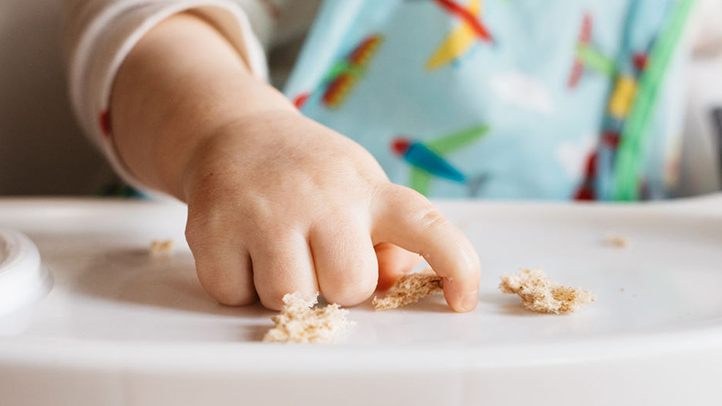 <ul><li><p><strong><mark data-color="purple" style="background-color: purple; color: inherit">reaching</mark></strong></p><ul><li><p><strong>good </strong>unilateral &amp; bilateral reach in all positions</p></li></ul></li><li><p><strong><mark data-color="purple" style="background-color: purple; color: inherit">sitting</mark></strong></p><ul><li><p><strong>indp </strong>sitting, reach w/<strong>no LOB</strong>, <strong>plays </strong>in sitting</p></li></ul></li><li><p><strong><mark data-color="purple" style="background-color: purple; color: inherit">grasp</mark></strong></p><ul><li><p><strong><em><mark data-color="yellow" style="background-color: yellow; color: inherit">cube:</mark></em></strong><em><mark data-color="yellow" style="background-color: yellow; color: inherit"> radial grasp (matured at 8ms)</mark></em></p></li><li><p><strong><em><mark data-color="yellow" style="background-color: yellow; color: inherit">pellet:</mark></em></strong><em><mark data-color="yellow" style="background-color: yellow; color: inherit"> inferior pincer grasp</mark></em></p><ul><li><p>7ms: inferior scissor</p></li><li><p>8ms: scissor grasp</p></li><li><p>9ms: inferior pincer grasp</p></li></ul></li></ul></li><li><p style="text-align: left"><strong><mark data-color="red" style="background-color: red; color: inherit">claps</mark></strong><mark data-color="red" style="background-color: red; color: inherit"> hands</mark></p></li><li><p style="text-align: left"><strong><mark data-color="purple" style="background-color: purple; color: inherit">explores objects</mark></strong></p><ul><li><p style="text-align: left">pokes, pulls, turns, tears</p></li><li><p style="text-align: left"><strong>bangs </strong>2 cubes <strong>together</strong></p></li></ul></li><li><p style="text-align: left">takes object <strong>OUT</strong> of container</p></li></ul><p></p>