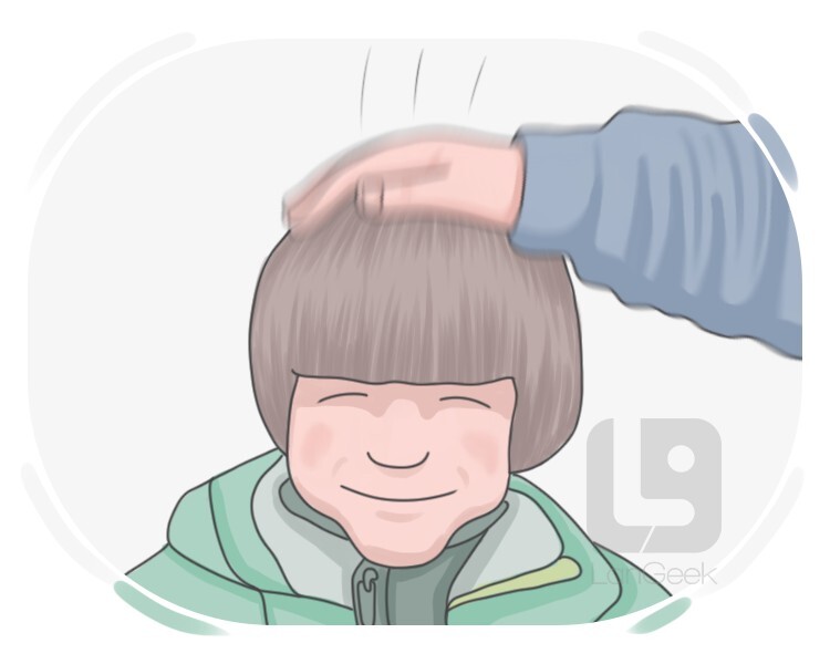 <p><strong>to touch someone or something gently and usually repeatedly with the hand flat:</strong></p><p><br></p>