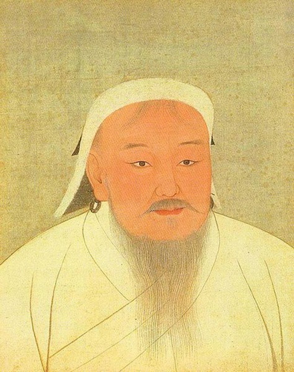 <p>Mongol leader Genghis Khan (1162-1227) rose from humble beginnings to establish the largest land empire in history. After uniting the nomadic tribes of the Mongolian plateau, he conquered huge chunks of central Asia and China.</p>