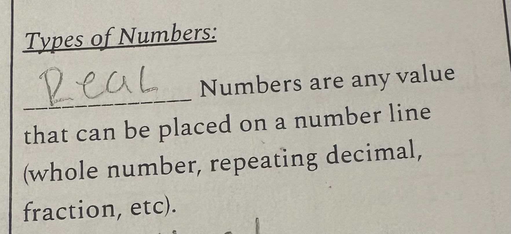<p>A number that can be plotted on the number line</p>