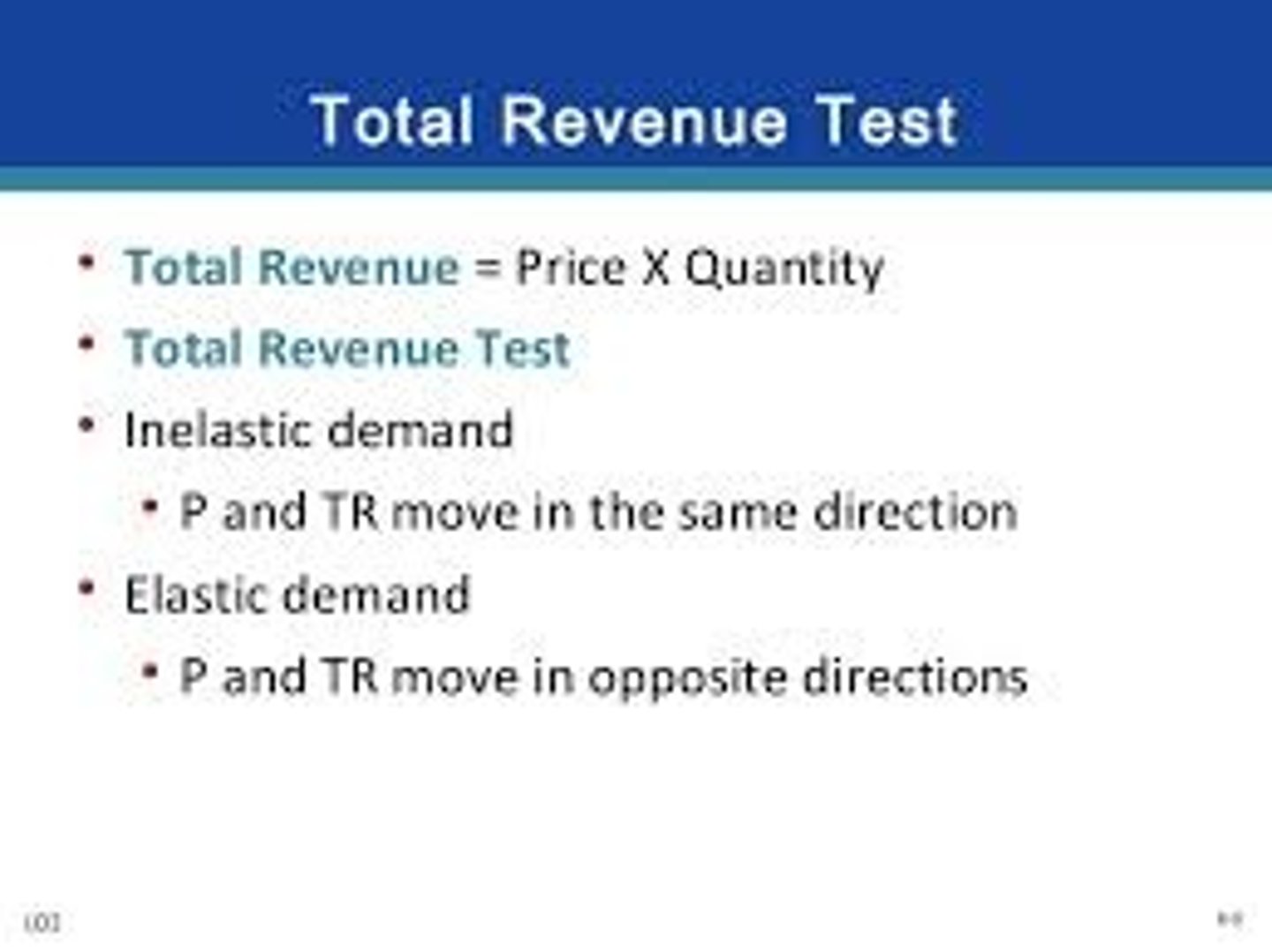 <p>a method of measuring elasticity by comparing total revenues</p>