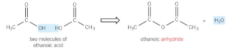 <ul><li><p>removal of water from 2 carboxylic acids</p></li></ul><p></p>