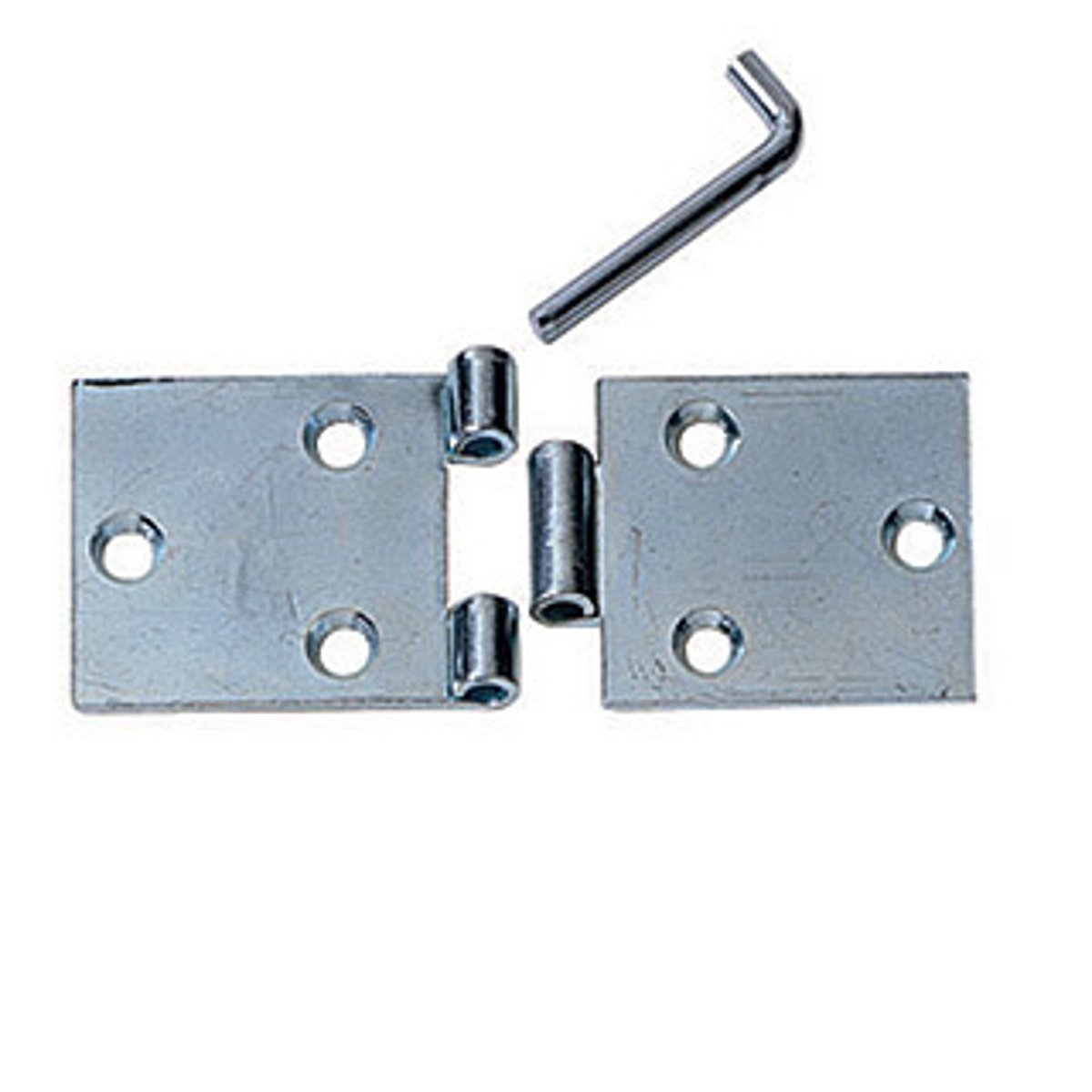 <p>A hinge having a removable pin so that a door can be unhung by separating two leaves</p>