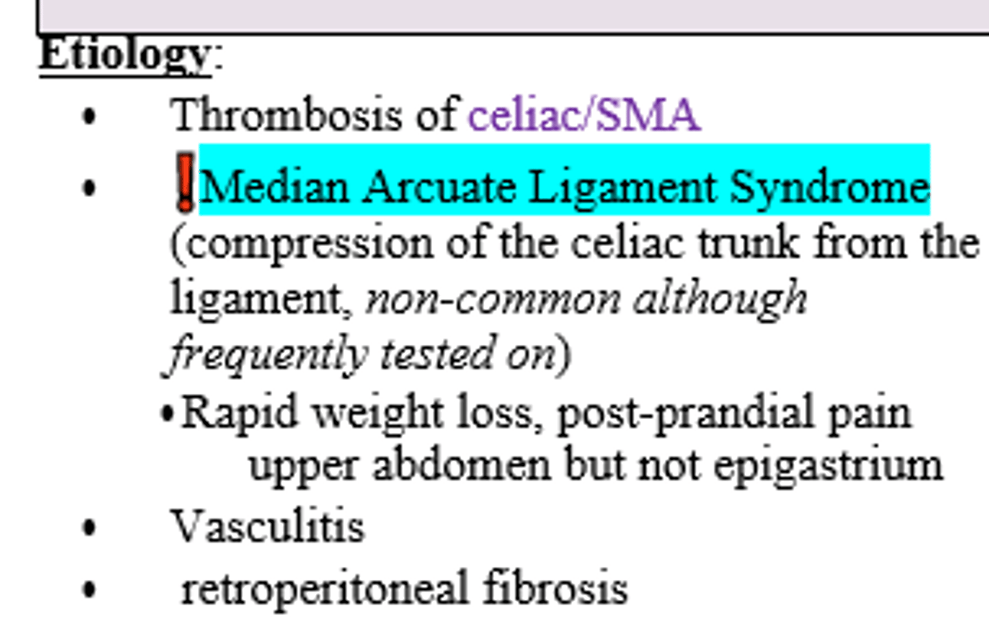 <p>Median Arcuate Ligament Syndrome</p>