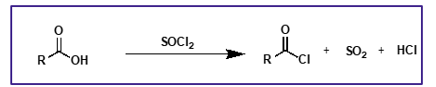 <p>carboxylic acids and thionyl chlorides </p>