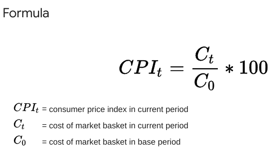 <p><span style="color: green"><strong>2. CPI</strong> <strong>(Consumer Price Index):</strong></span><span> measures changes in prices of subset of consumer goods, a fixed "basket" of goods, relative to a base reference period</span></p>