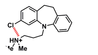 <ul><li><p>halogen can interact with protonated amine group </p><ul><li><p>locks into a bioactive conformation which favours SERT</p></li><li><p>improves activity and potency&nbsp;</p></li></ul></li></ul><p></p>