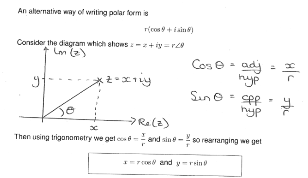 <p>x = r cos (angle) and y = r sin (angle)</p>