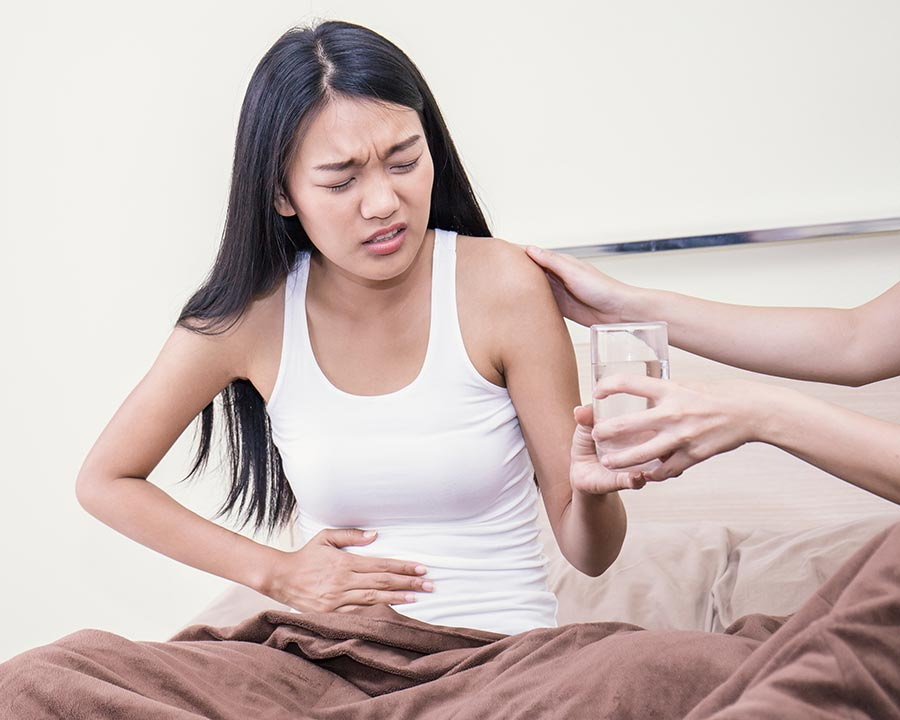 <p>Unfortunately, even though drinking matcha and quarter zips became a trend, performative male feminism did not eliminate periods for women. This woman feels a type of pain across her stomach, but upon being asked by the doctor where exactly, she cannot pinpoint where it is. What type of pain is she feeling? </p>