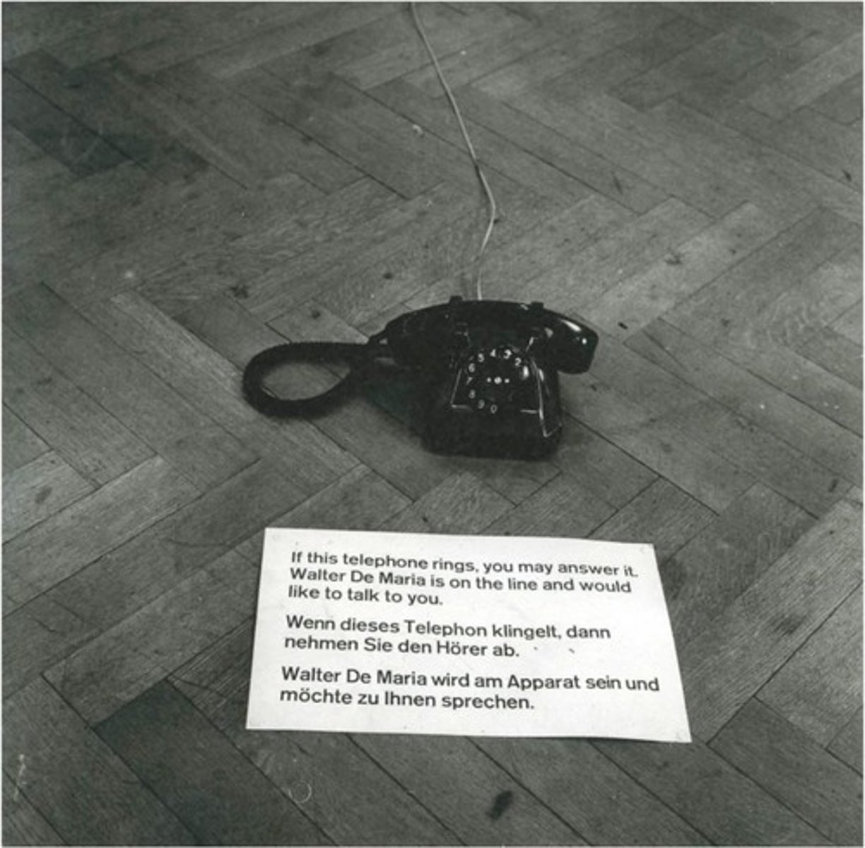 <p>walter de maria, if phone rings, answer it, phone never rang</p>