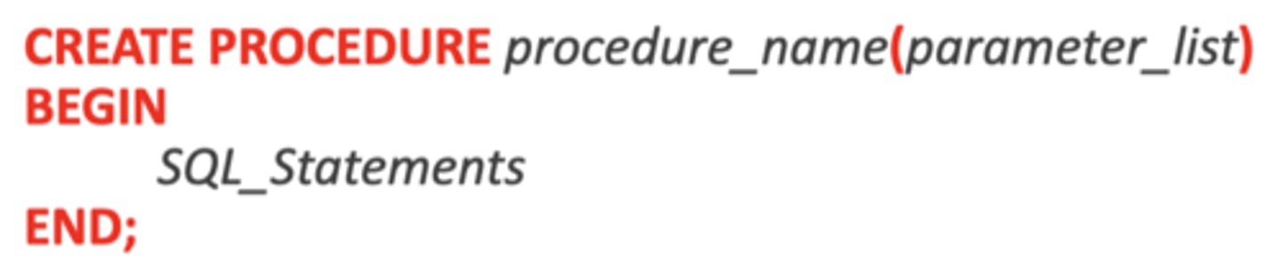 <p>create procedure</p>