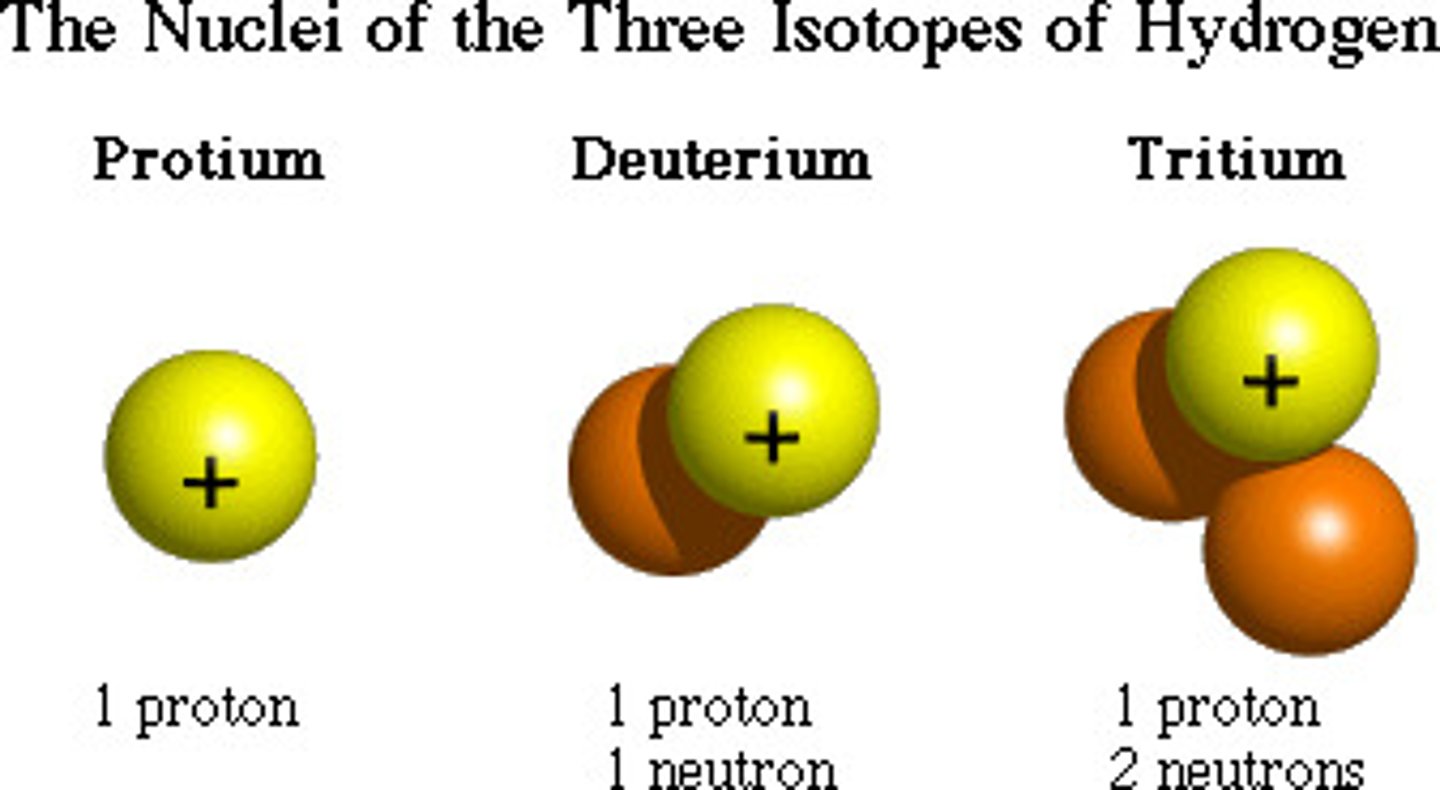 <p>Same number of protons, but different number of neutrons and therefore different mass. Same element.</p>
