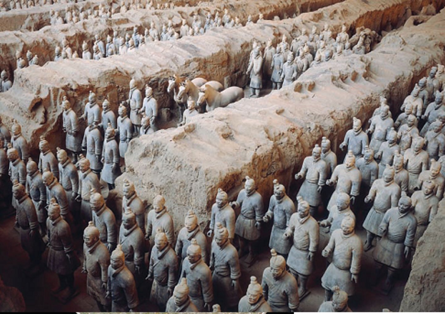 <p>a 6,000 man fully armed army made out of clay that guards Emperor Qin Shi Huang's imperial tomb</p>