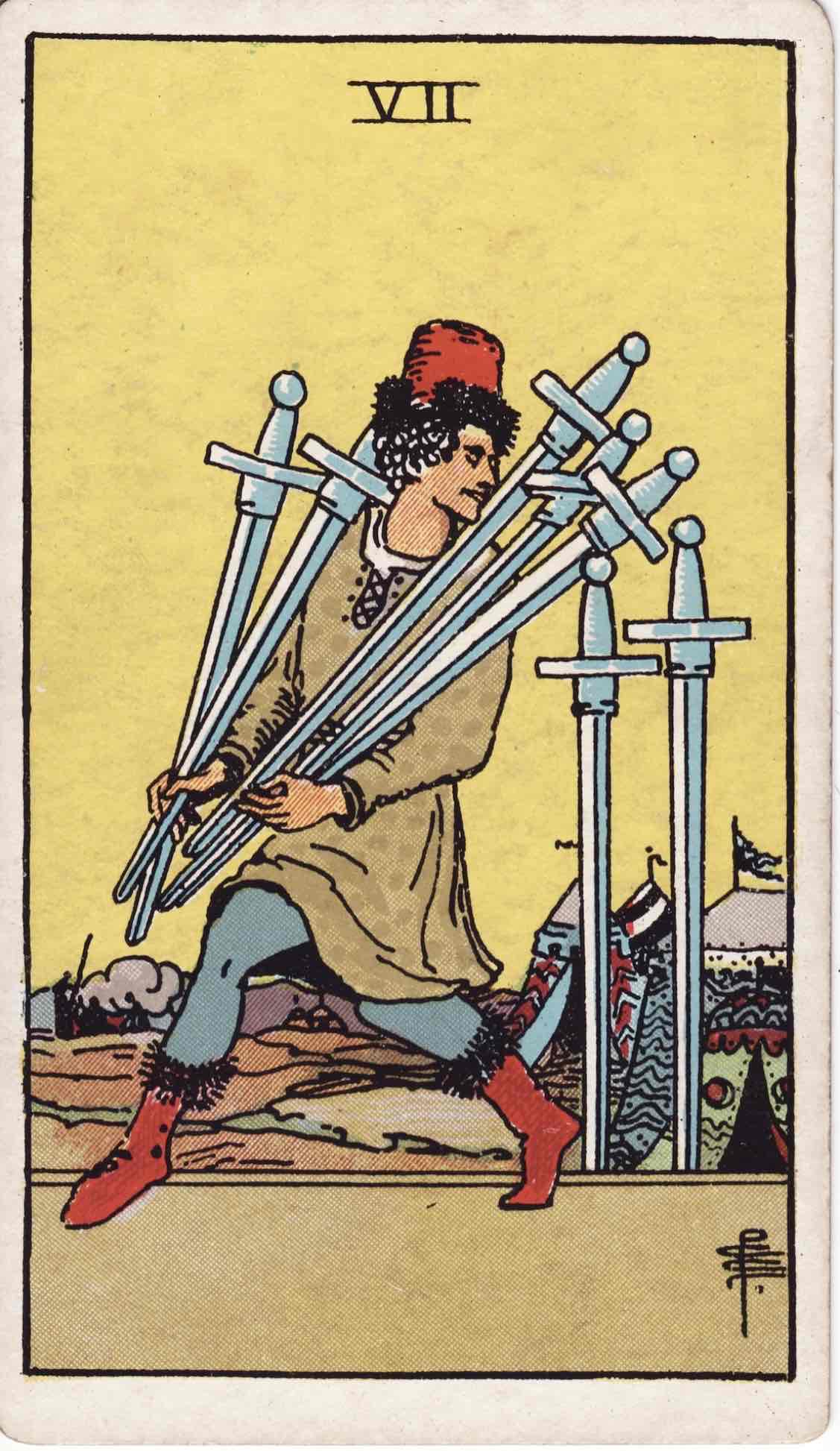 <p>Seven of Swords</p>
