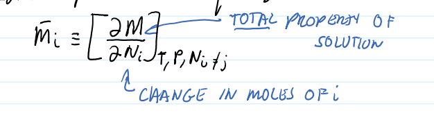 <p>partial molar quanity</p>