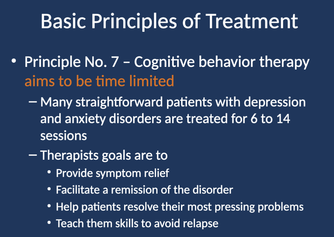 <p>CBT <strong>aims to be time-limited.</strong></p>