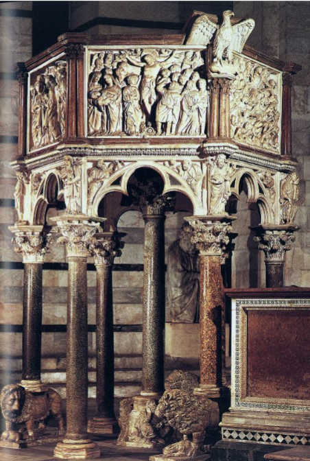 <p>What is the difference between the Siena pulpit and the Pisa pulpit?</p>