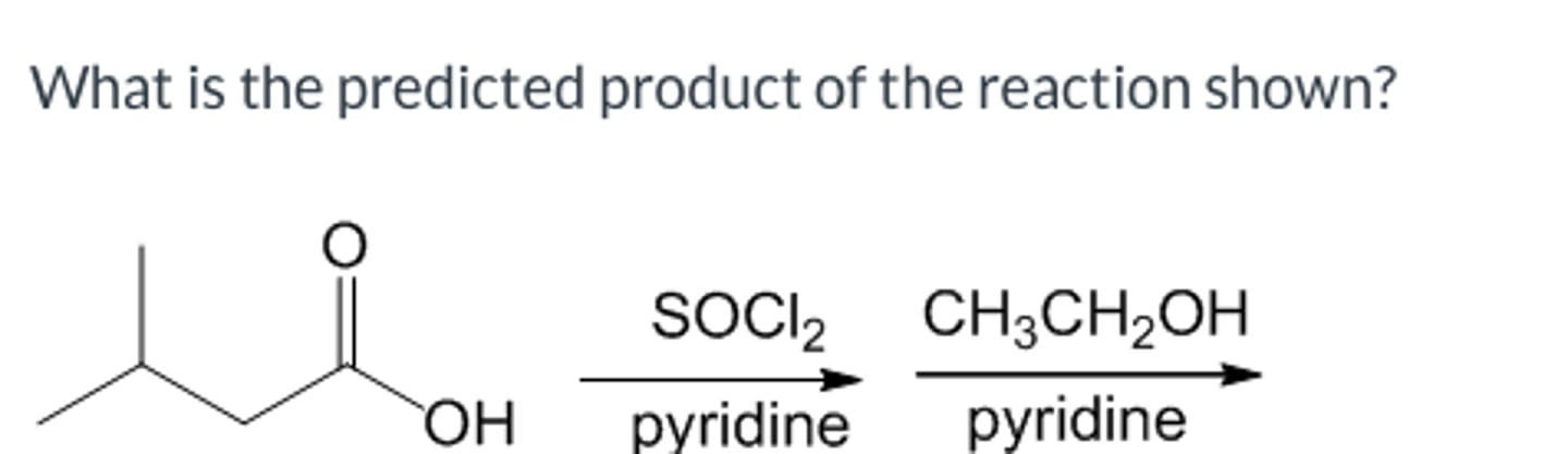 <p>What is the predicted product of the reaction shown?</p>