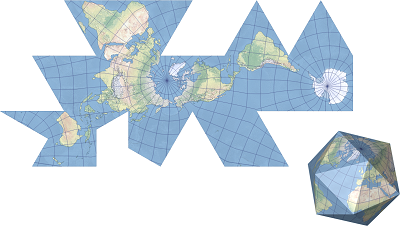 <p>A type of map projection that maintains the accurate size and shape of landmasses but completely rearranges direction such that the four cardinal directions— north, south, east, and west—no longer have any meaning.</p>