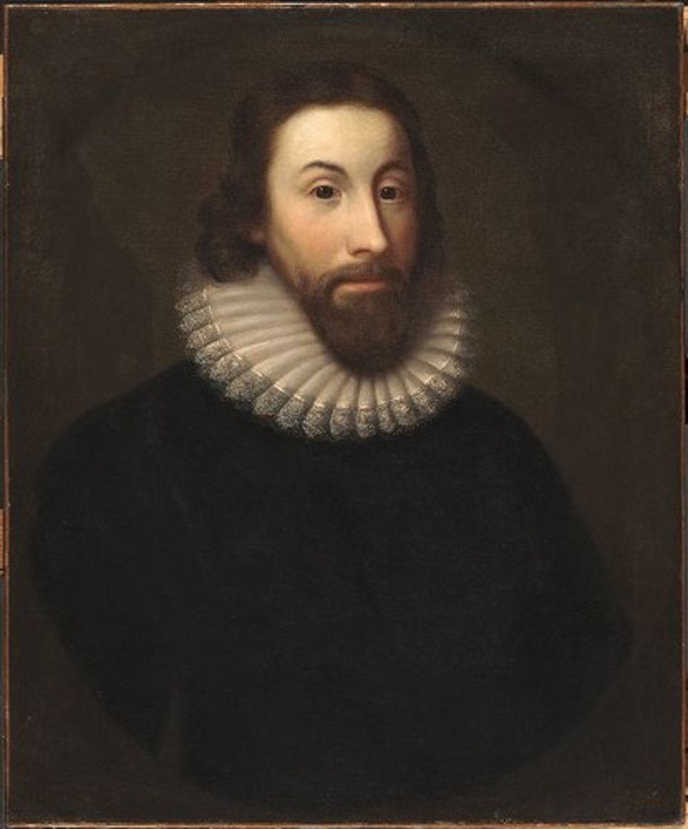 <p>As governor of Massachusetts Bay Colony, Winthrop (1588-1649) was instrumental in forming the colony's government and shaping its legislative policy. He envisioned the colony, centered in present-day Boston, as a "city upon a hill" from which Puritans would spread religious righteousness throughout the world.</p>