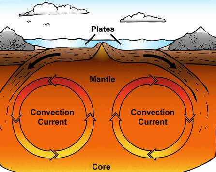 <p>a repetitive circle under the plates in the mantle</p>