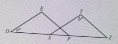 <p>Isosceles triangle DEF is congruent to isosceles triangle XYZ, as shown in the figure. Based on the information given, which of the following is equivalent to b?</p><p>A) 90+ a</p><p>B) 180 - a</p><p>C) 180 - 2a</p><p>D) 2a</p>