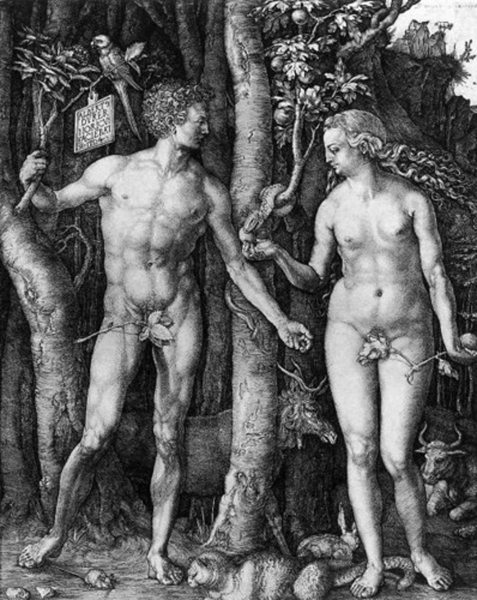 <p>Albrecht Durer</p><p>1504 CE</p><p>Engraving</p>