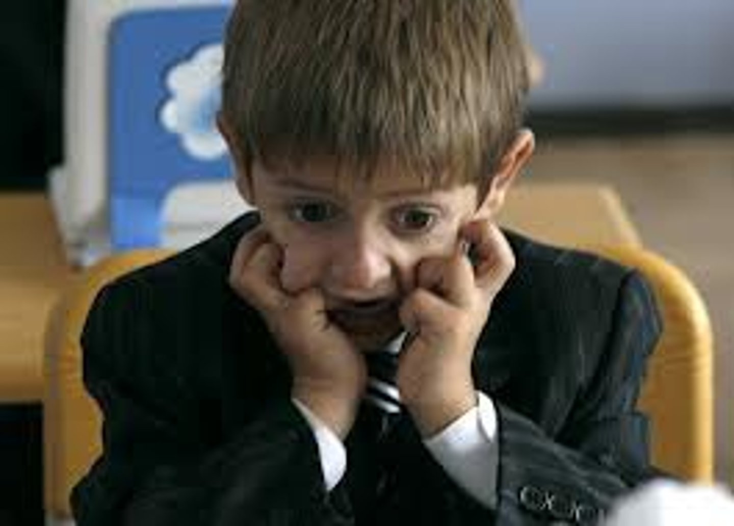 <p>behaving in a way that shows that you are unhappy, worried, uncomfortable</p>