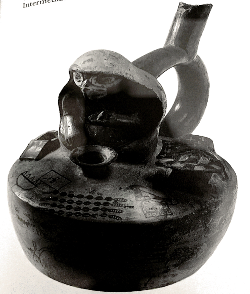 <p>Moche, Vessel of an owl-headed medicine woman</p>