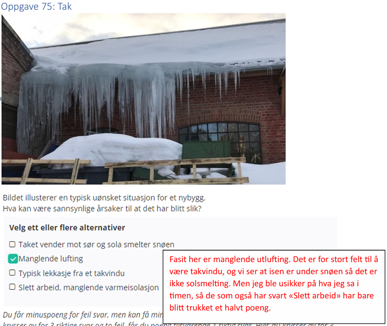 <p>Manglende utlufting</p>