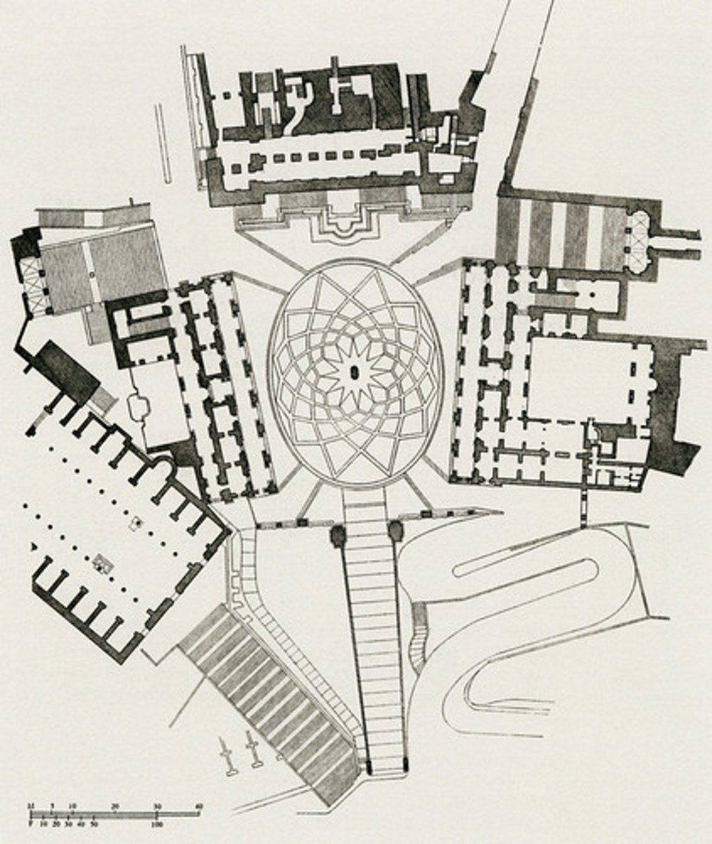 <p>Michelangelo; organization deviates from purity of Renaissance geometry; subtle tension of angled plan and oval plaza; ideas beginning to become Mannerism</p>