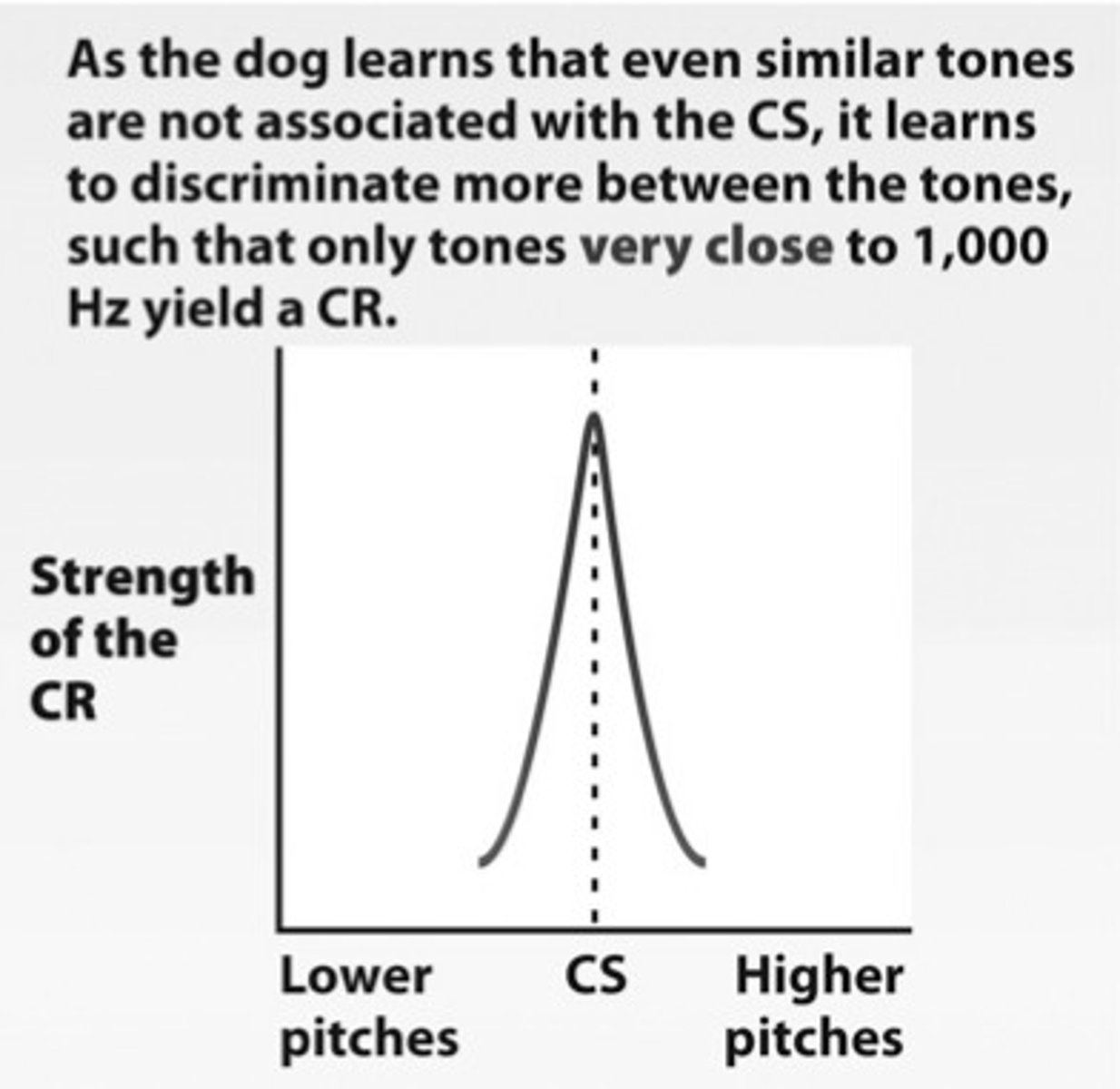 <p>when a subject demonstrates the conditioned response only to the conditioned stimulus and not to stimuli that are similar to the CS</p>