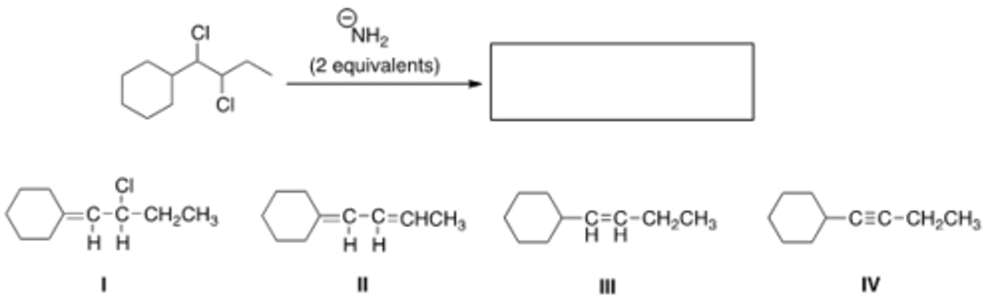 <p>What is the product of the following reaction?</p><p>A) I B) II C) III D) IV</p>