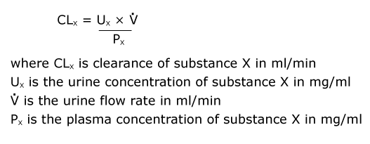 <p>The renal clearance of a substance (C<sub>x</sub>):</p><p>a) is inversely related to its urinary concentration (U<sub>x</sub>);</p><p><strong><mark data-color="red" style="background-color: red; color: inherit">b) is directly related to the rate of urine formation, and is expressed in units of volume per unit time;</mark></strong></p><p>c) is directly related to its plasma concentration (P<sub>x</sub>);</p><p>d) is expressed in mm Hg;</p><p>e) must fall in the presence of metabolic poisons.</p><p></p>