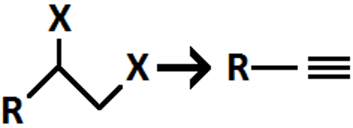 <p>One X on each C of triple bond</p>