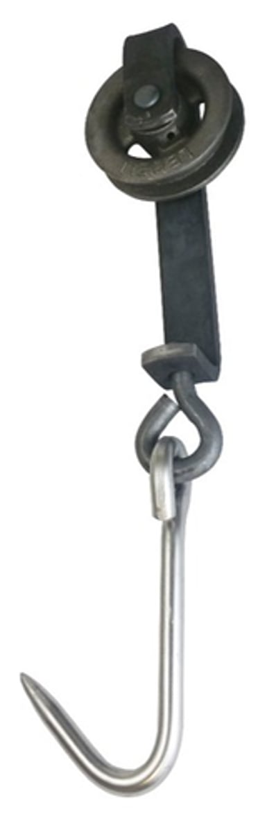 <p>What is this piece of equipment?</p><p>a. Skinning knife</p><p>b. Scabbard</p><p>c. Trolly</p><p>d. Captive bolt</p>