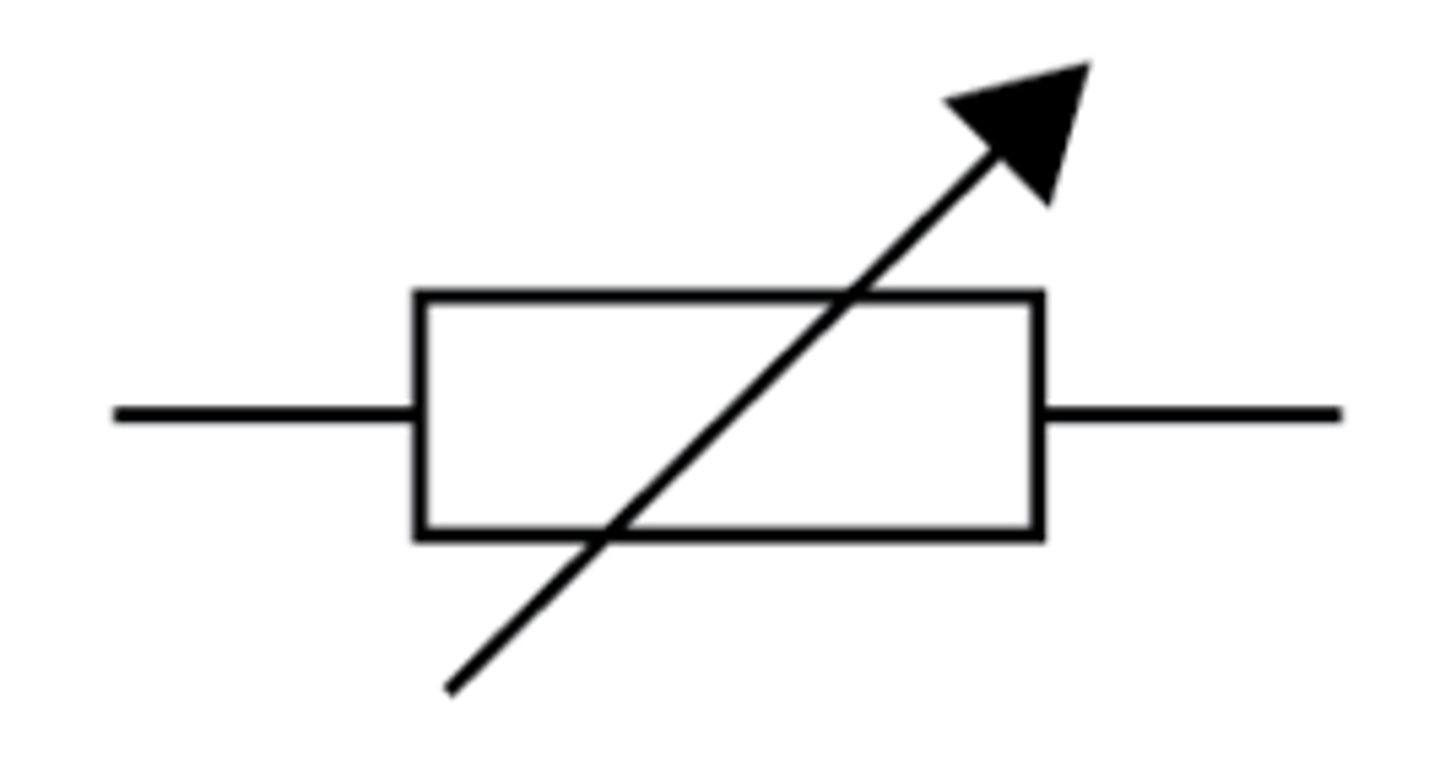 <p>A device that has a slider which can be moved to change the resistance</p>