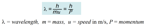 <p>h = Plank’s Constant,  6.626×10<sup>-34 </sup>J*s</p>