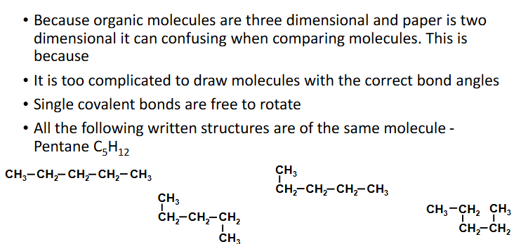 <p>Single covalent bonds free to rotate</p><p></p>