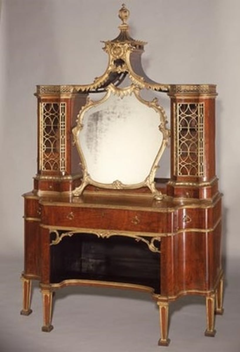 <p>vanity</p><p>Chinese influence</p><p>fretwork</p>