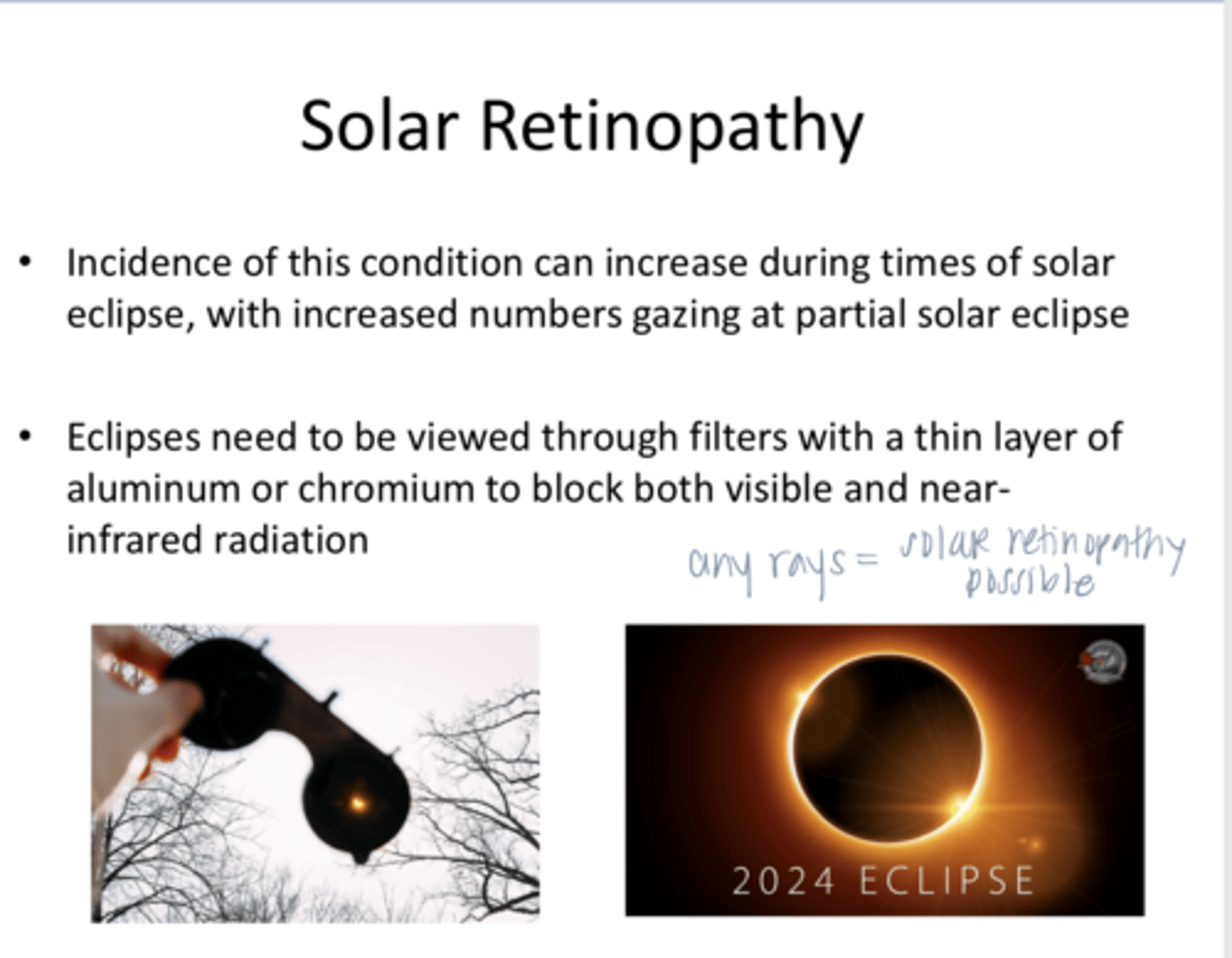 <p>How should eclipses be viewed?</p>