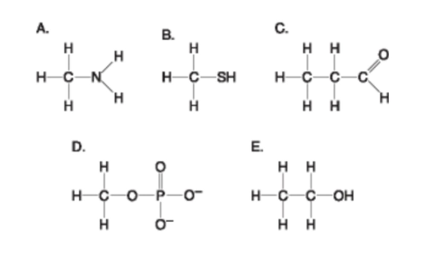 <p>e. E = carboxyl group</p>