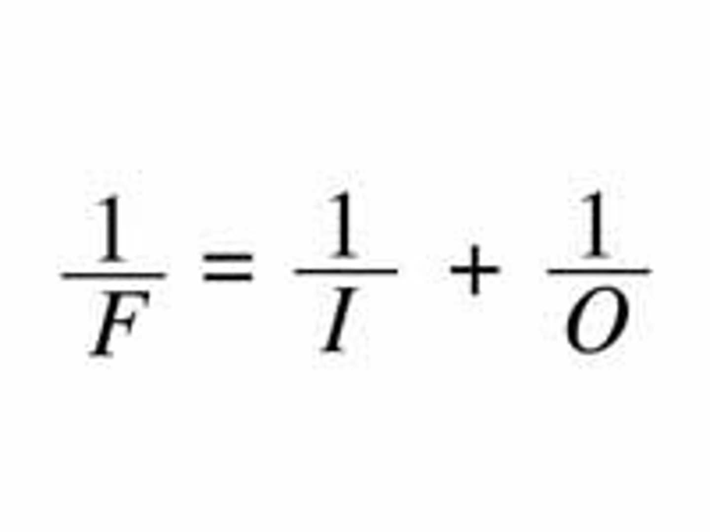 <p>Reciprocal of the image distance plus the reciprocal of the object distance, gives the reciprocal of the focal point, which equals the refractive power.</p>
