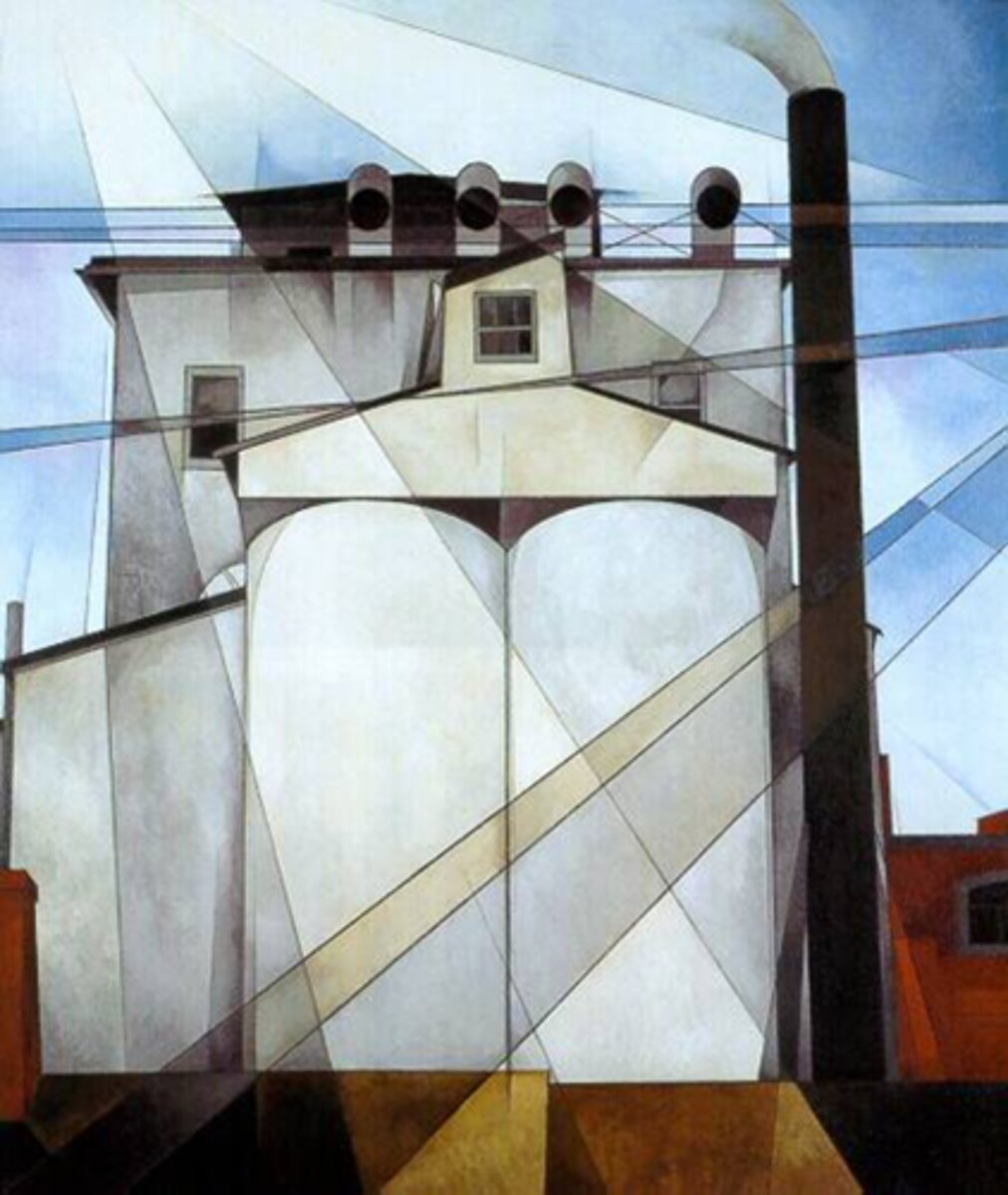 <p>a style of American painting of the 1920s and 1930s characterized by abstracted form, crisp contour, and static composition and usually depicting industrial or architectural subject matter.</p>