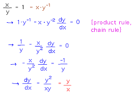 <p>2x + 2y*y’ = 0</p><p>y’ = -x / y</p>